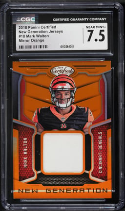 2018 Panini Certified New Generation Mirror Orange Mark Walton ROOKIE PATCH #18 CGC 7.5 NRMT+