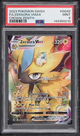 2023 Pokemon Sword & Shield Crown Zenith Full Art Zeraora VMAX #GG42 PSA 9 MINT
