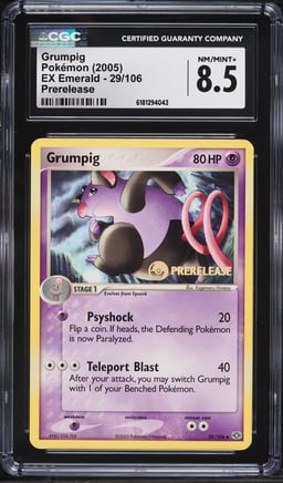2005 Pokemon Ex Emerald Prerelease Grumpig #29 CGC 8.5 NM-MT+