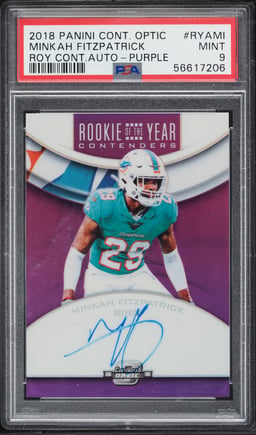 2018 Panini Contenders Optic ROY Purple Minkah Fitzpatrick ROOKIE AUTO /99 #RYA-MI PSA 9 MINT
