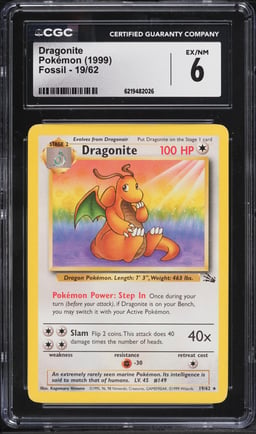 1999 Pokemon Fossil Dragonite #19 CGC 6 EXMT