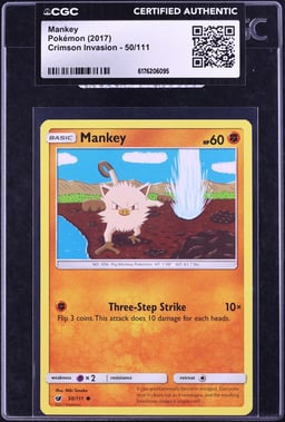2017 Pokemon Sun & Moon Crimson Invasion Mankey #50 CGC AUTH