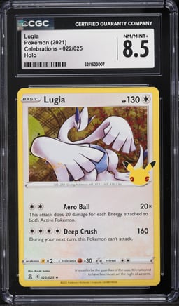 2021 Pokemon Sword & Shield Celebrations Holo Lugia #22 CGC 8.5 NM-MT+