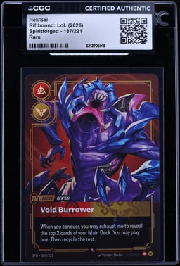 2026 Riftbound League Of Legends LoL Spiritforged Rek'Sai #187 CGC AUTH