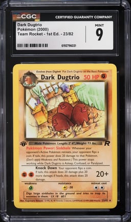 2000 Pokemon Team Rocket 1st Edition Dark Dugtrio #23 CGC 9 MINT