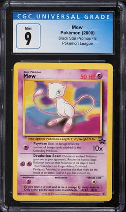 2000 Pokemon League Black Star Promo Mew #8 CGC 9 MINT