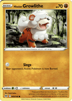 2022 Hisuian Growlithe #83 Lost Origin