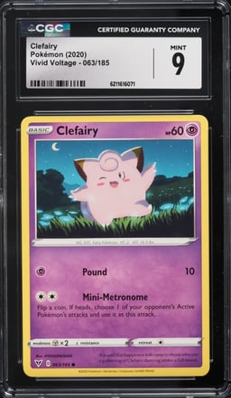 2020 Pokemon Sword & Shield Vivid Voltage Miscut Clefairy #63 CGC 9 MINT