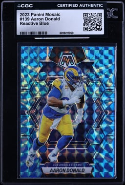 2023 Panini Mosaic Reactive Blue Aaron Donald #139 CGC AUTH