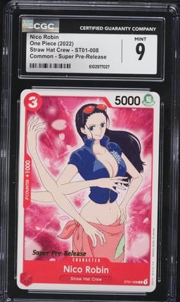 2022 One Piece Straw Hat Crew Super Pre-Release Nico Robin #ST01-008 CGC 9 MINT