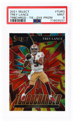 2021 Panini Select Turbocharged Tie-Dye Prizm Trey Lance #TUR-3 24/25 PSA 9