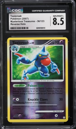 2007 Pokemon Diamond & Pearl Mysterious Treasures Reverse Holo Toxicroak #36 CGC 8.5 NM-MT+