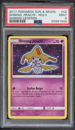 2017 Pokemon Sun & Moon Shining Legends Holo Shining Jirachi #42 PSA 9 MINT