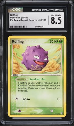 2004 Pokemon Ex Team Rocket Returns Koffing #61 CGC 8.5 NM-MT+