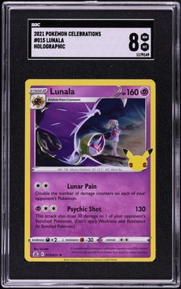 2021 Pokemon Sword & Shield Celebrations Holo Lunala #15 SGC 8 NM-MT