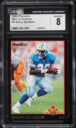 1993 Pinnacle Men of Autumn Barry Sanders #8 CGC 8 NM-MT