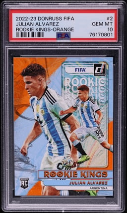 2022 Donruss FIFA Kings Orange Julian Alvarez ROOKIE #2 PSA 10 GEM MINT