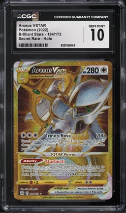 2022 Pokemon Sword & Shield Brilliant Stars Gold Rare Arceus VSTAR #184 CGC 10 GEM MINT