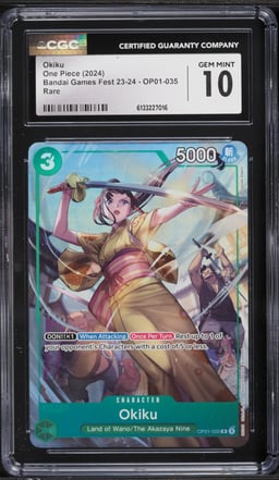 2024 One Piece Bandai Games Fest '23-'24 Okiku #OP01-035 CGC 10 GEM MINT