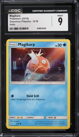 2019 Pokemon Sun & Moon Detective Pikachu Holo Magikarp #8 CGC 9 MINT
