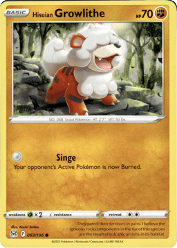 2022 Hisuian Growlithe #83 Lost Origin