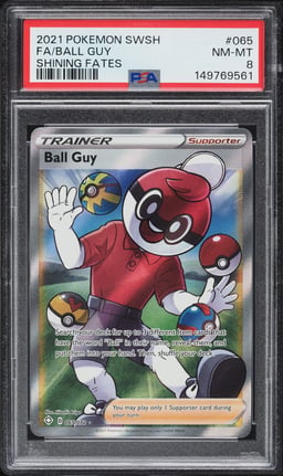 2021 Pokemon Sword & Shield Shining Fates Full Art Ball Guy #65 PSA 8 NM-MT