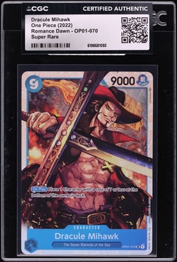 2022 One Piece Romance Dawn SR Dracule Mihawk #OP01-070 CGC AUTH