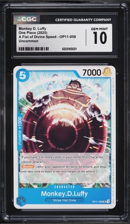 2025 One Piece A Fist Of Divine Speed Monkey D. Luffy #OP11-058 CGC 10 GEM MINT