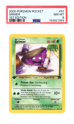 2000 Pokemon Team Rocket 1st Edition Grimer #57 PSA 8