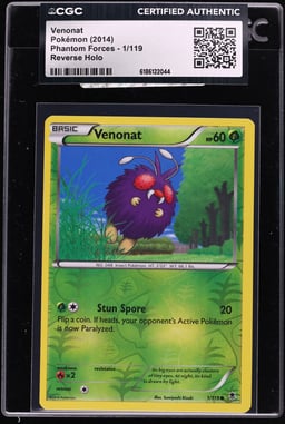 2014 Pokemon XY Phantom Forces Reverse Holo Venonat #1 CGC AUTH