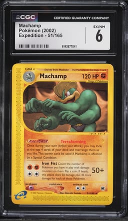 2002 Pokemon Expedition Machamp #51 CGC 6 EXMT