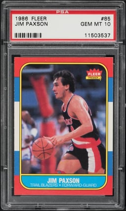 1986 Fleer Basketball Jim Paxson #85 PSA 10 GEM MINT