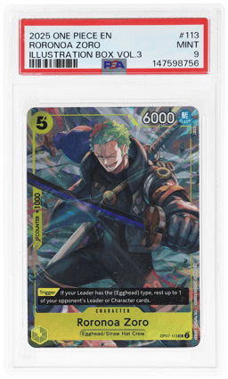 2025 One Piece Promo Illustration Box Volume 3 Roronoa Zoro #OP07113 PSA 9