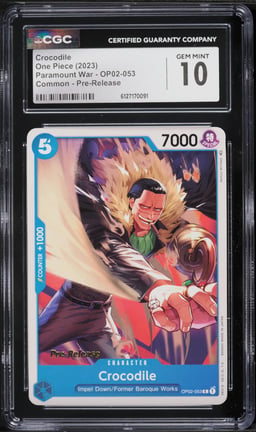 2023 One Piece Paramount War Pre-Release Crocodile #OP02-053 CGC 10 GEM MINT