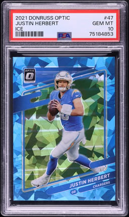 2021 Donruss Optic Ice Justin Herbert /15 #47 PSA 10 GEM MINT