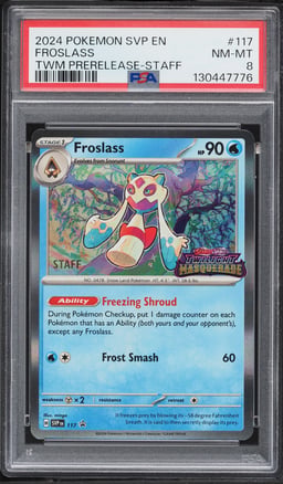 2024 Pokemon SV Promo Twilight Masquerade Prerelease Staff Froslass #117 PSA 8 NM-MT