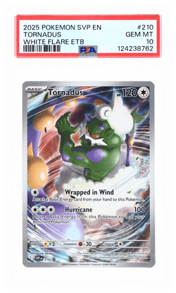 2025 Pokemon Scarlet and Violet Black Star White Flare Promo Elite Trainer Box Tornadus #210 PSA 10