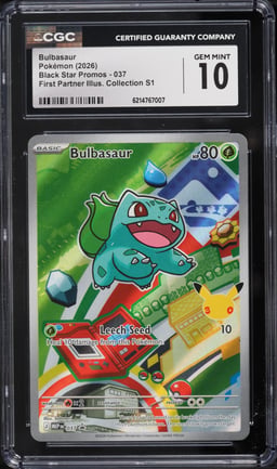 2026 Pokemon Mega Promo First Partner Illustration S1 Full Art Bulbasaur #37 CGC 10 GEM MINT