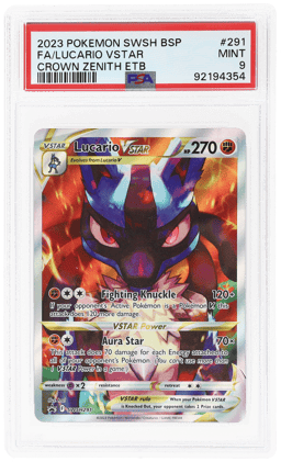 2023 Pokemon Sword and Shield Black Star Promo Crown Zenith Elite Trainer Box Lucario Vstar #291 PSA 9