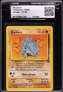1999 Pokemon Jungle Rhyhorn #61 CGC AUTH