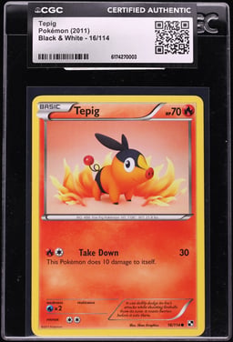 2011 Pokemon Black & White Tepig #16 CGC AUTH