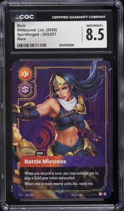 2026 Riftbound League Of Legends LoL Spiritforged Sivir #203 CGC 8.5 NM-MT+