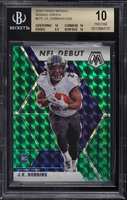2020 Panini Mosaic Green J.K. Dobbins ROOKIE #275 BGS 10 PRISTINE