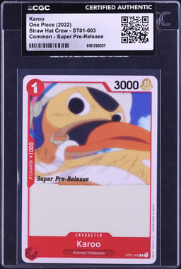 2022 One Piece Straw Hat Crew Super Pre-Release Karoo #ST01-003 CGC AUTH
