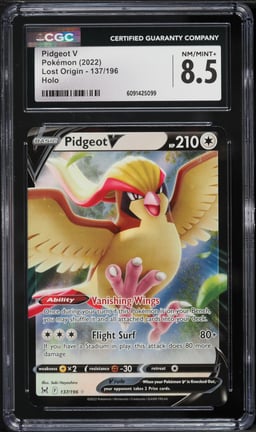 2022 Pokemon Sword & Shield Lost Origin Pidgeot V #137 CGC 8.5 NM-MT+