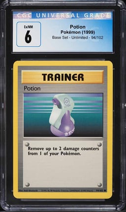 1999 Pokemon Base Set Potion #94 CGC 6 EXMT
