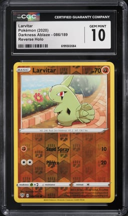 2020 Pokemon Sword & Shield Darkness Ablaze Reverse Holo Larvitar #86 CGC 10 GEM MINT