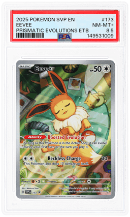 2025 Pokemon Scarlet and Violet Prismatic Evolutions Elite Trainer Box Eevee #173 PSA 8.5