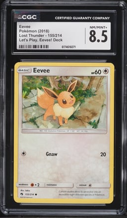 2018 Pokemon Sun & Moon Lost Thunder Let's Play Eevee #155 CGC 8.5 NM-MT+