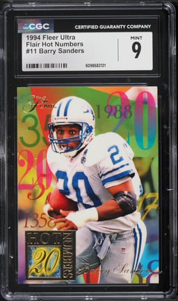 1994 Ultra Flair Hot Numbers Barry Sanders #11 CGC 9 MINT